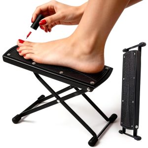 ZtohPyo Foldable Foot Rest, 6-Height Adjustable Spa Foot Stand, Non-Slip Sturdy Foot Care Stand for Easy Home Pedicures, Beauty Pedicure Stool Tool