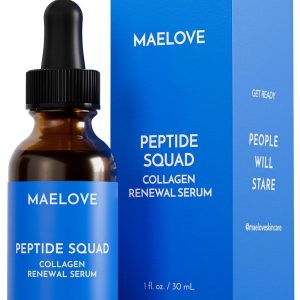 MAELOVE Peptide Squad Collagen Renewal Serum with Copper Peptides, Argireline, Matrixyl 3000 + Hyaluronic Acid and Niacinamide for Wrinkles, Fine Lines, and Skin Elasticity