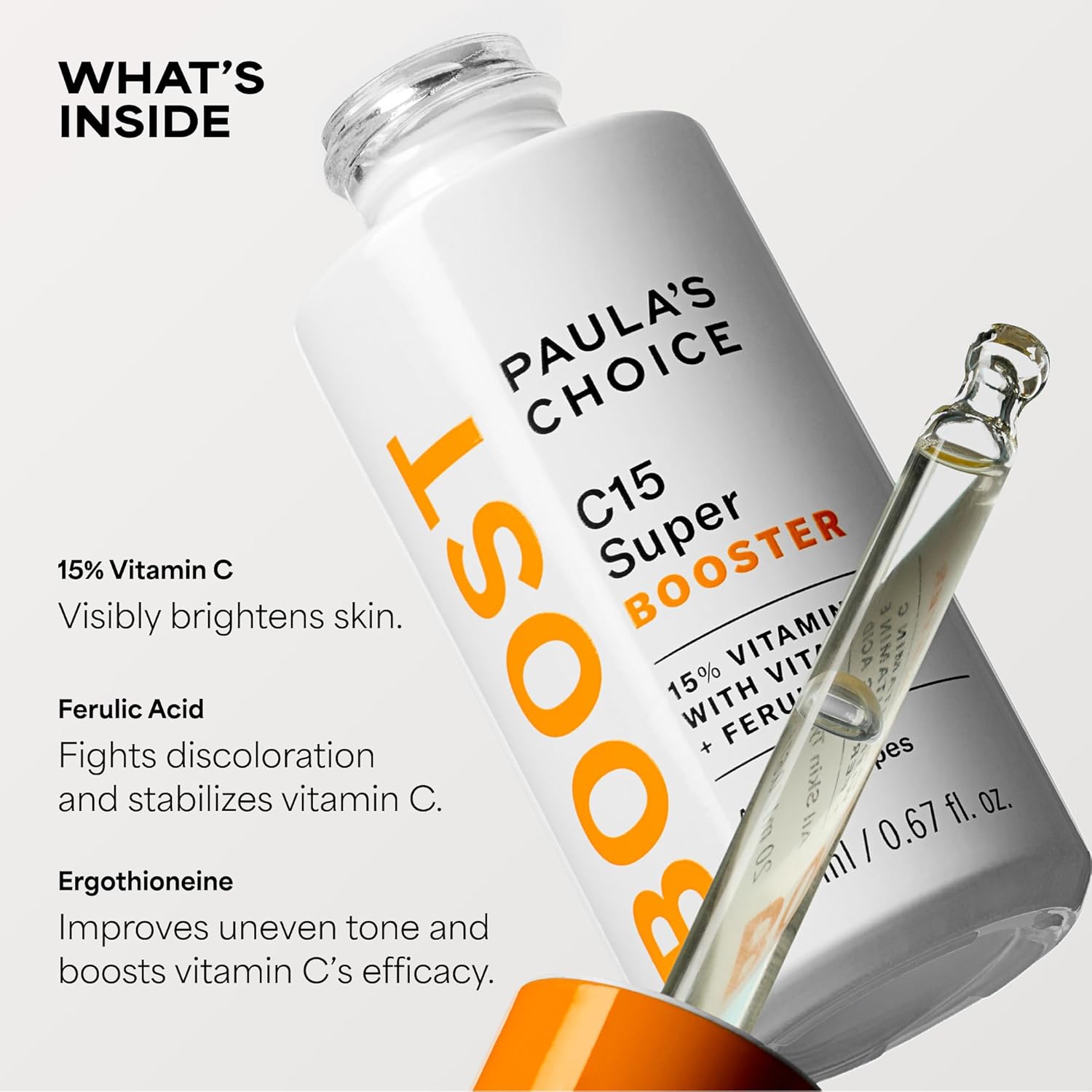 Paula's Choice BOOST C15 Super Booster, 15% Vitamin C Serum for Face, Face Serum with Vitamin E & Ferulic Acid for Discoloration & Glow, Fragrance-Free