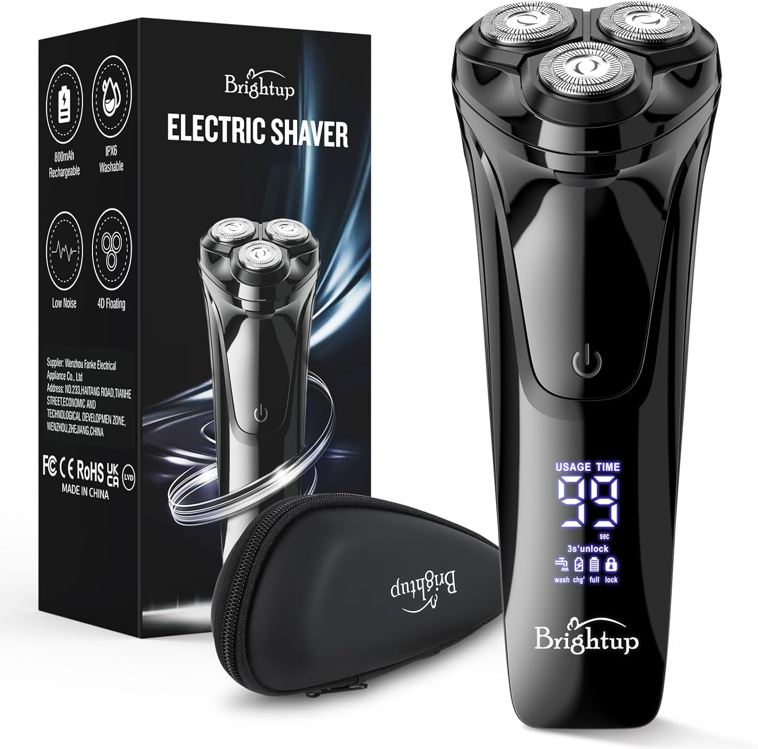 Brightup Electric Razor for Men Face, Wet & Dry Electric Shaver for Men | 4D Flex Precision Blades Men's Razor with Pop-up Trimmer, USB Fast Charging, LED Display, Travel Lock, Storage Case - Image 2