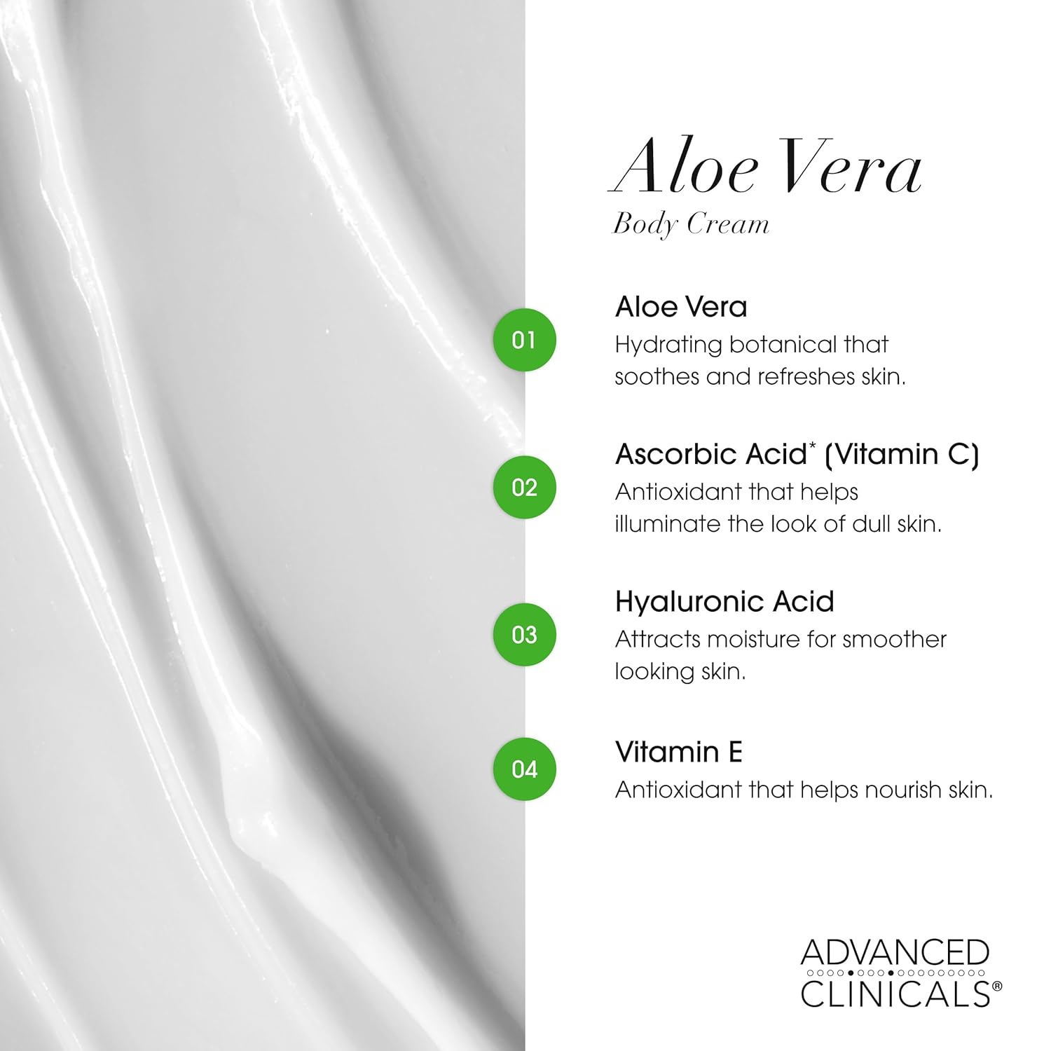 Advanced Clinicals Aloe Vera Lotion Skin Care Relief Cream | Vitamin E Infused Hyaluronic Acid Moisturizer & Vitamin C Body Lotion For Women & Men Helps Improve Look Of Extremely Dry Skin, 16 Ounce - Image 3