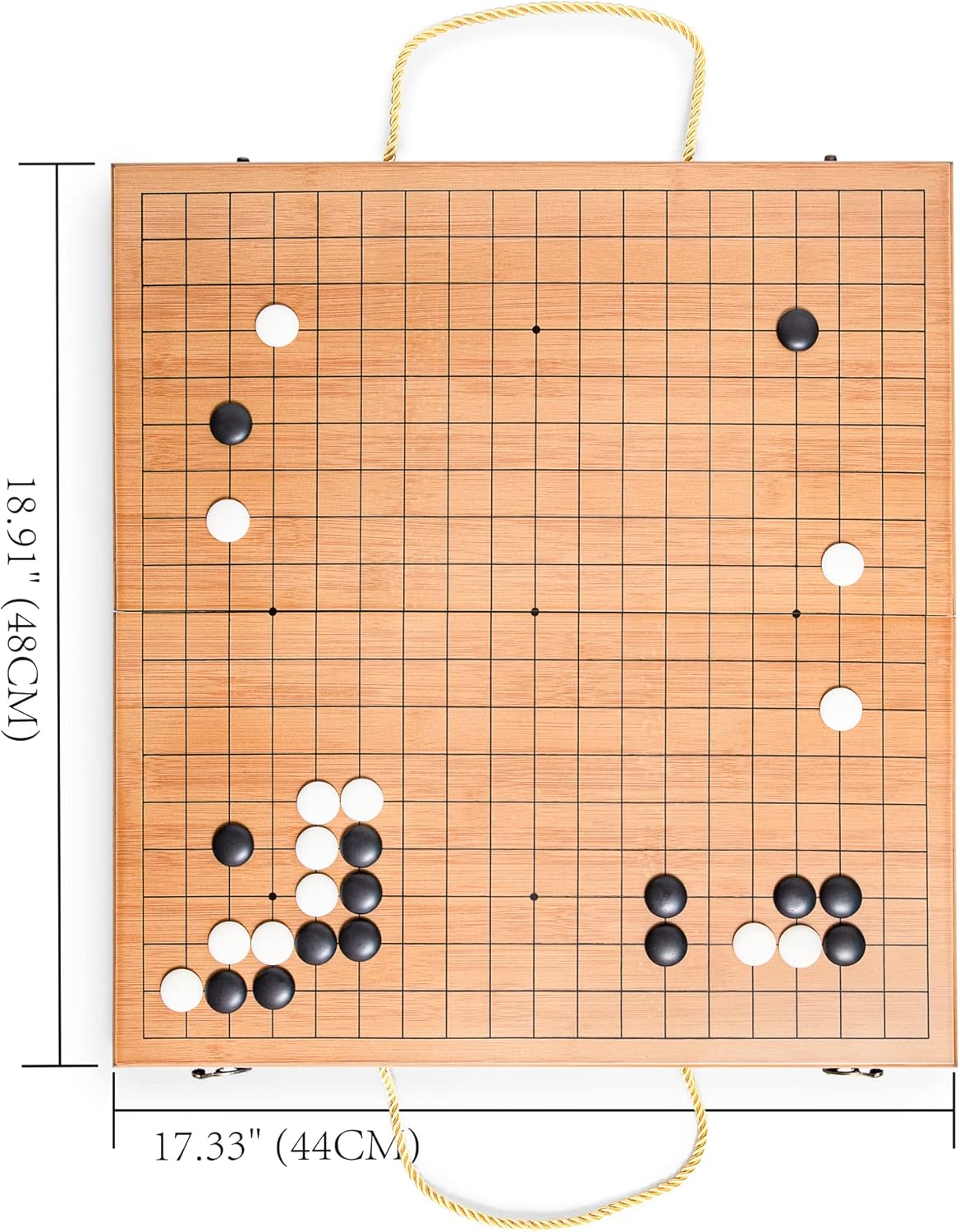 19 x19 Folding Go Game Set Board with and Bamboo Bowls and Imitation Jade Go Pieces。 - Image 3