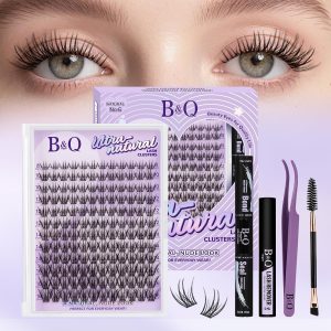 B&Q Wispy Lash Clusters Kit, Natural 06, Individual False Eyelashes Extension Set, Undetectable Natural Look for Effortless Day-to-Night Beauty, from Office Elegance to Date Night Glamour(8-16mix)