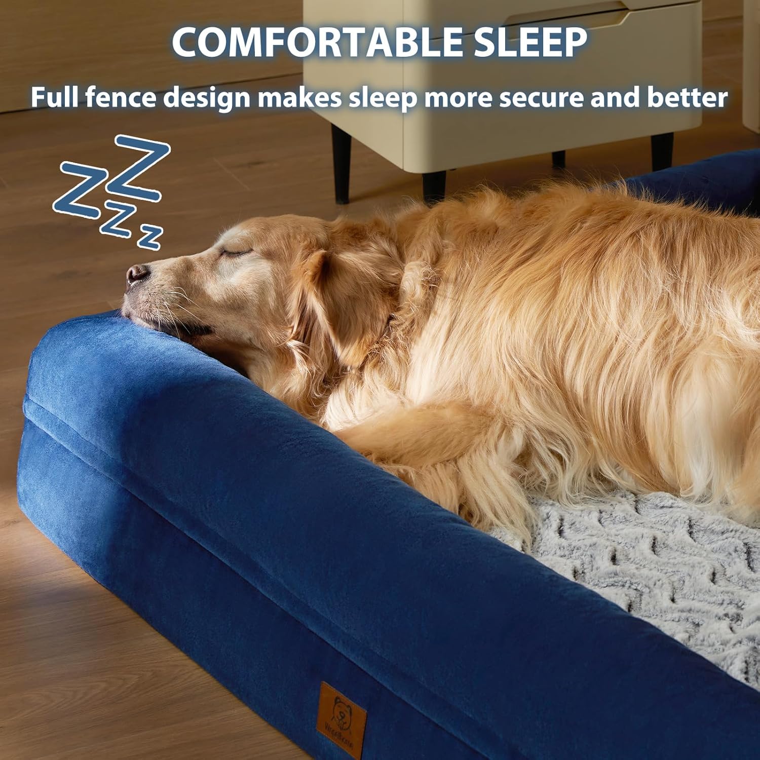 WNPETHOME XL Extra Large Dog Bed, Washable Dog Couch with Removable Waterproof Cover, Orthopedic Large Pet Sofa Bed with Bolster Sides for Sleeping - Image 3