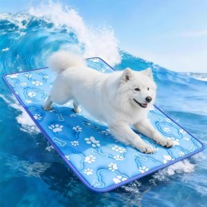 Dog Cooling Mat for Extra Large Dogs, Cool Dog Bed Mat for Indoor & Outdoor, Q-Max>0.5, Machine Washable Non-Toxic Pet Self Cooling Pad for Kennel, Crate, Car - XXL(48" x 30") - Blue