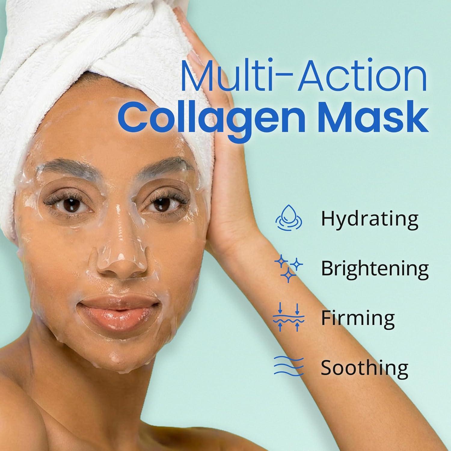 Ebanel 5 Pack Hydrogel Collagen Face Mask with Hyaluronic Acid, Vitamin C, Peptide, Aloe, Instant Brightening Hydrating Face Masks Skincare Korean Sheet Mask, Skin Firming, Lifting Anti Aging Masks - Image 2