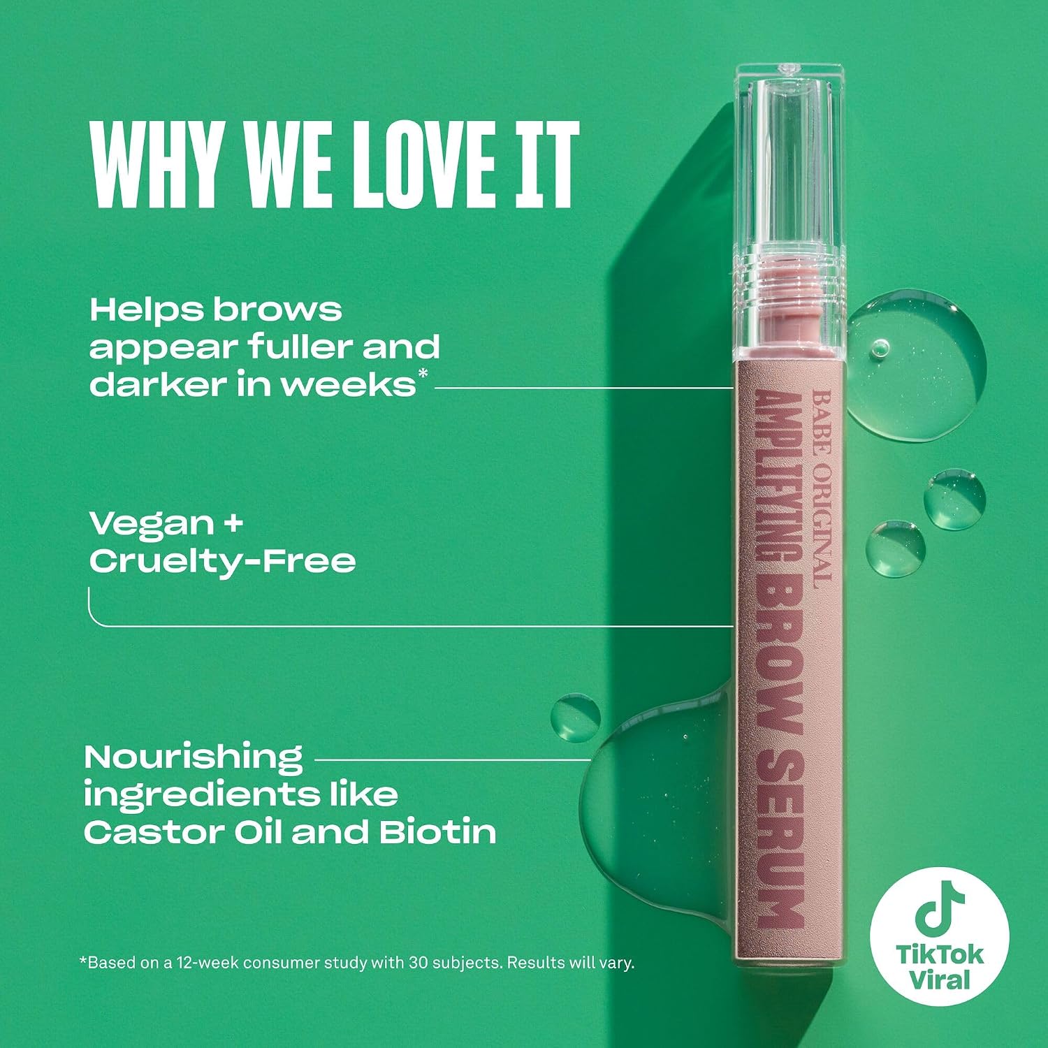 Babe Original Eyebrow Serum For Thicker Brows - Brow Serum with Castor Oil, Biotin, Repairing Amino Acids - Image 2
