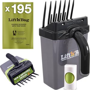 Neater Pet Brands Lift N’ Bag 2.0 Dog Pooper Scooper with Bag Attachment for Small to Large Dogs, New & Improved Design, 195 Refill Bags, Heavy Duty Dog Poop Scooper for Yard & Walks, One-Hand Use