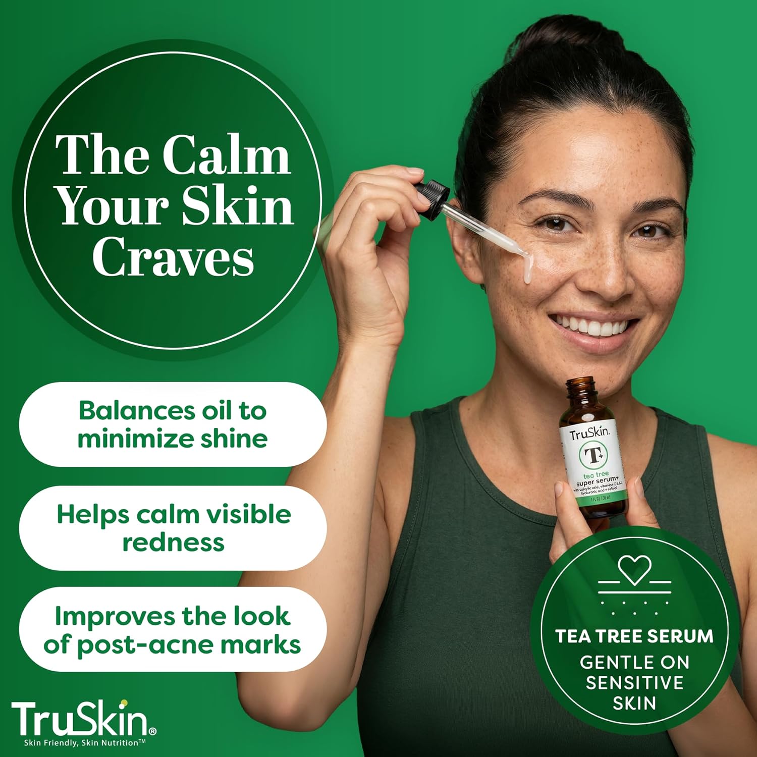 TruSkin Tea Tree Oil Acne Treatment Serum for Face - Salicylic Acid, Niacinamide, Vitamin C & Retinol - Clarifying Super Facial Serum for Acne-Prone Skin & Pores, 2 Oz - Image 2