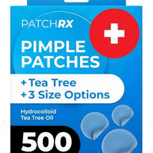 PatchRx Pimple Patches for Face (500 Patches), Hydrocolloid Acne Patches with Tea Tree Oil, Pimple Patch Pimple Stickers - Hydrocolloid Patch Acne Dots - Acne Pimple Patches For Face - Zit Patches