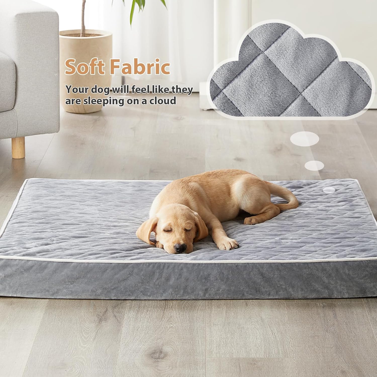 WNPETHOME Orthopedic XXL Dog Beds Large Sized Dog, Waterproof Extra Large Dogs Bed with Removable Washable Cover, Multi-Needle Quilting Dogs Crate Bed - Image 2