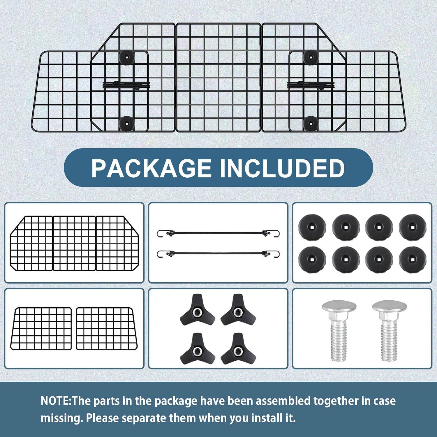 FEED GARDEN Dog Car Barrier for SUVs, Adjustable Universal-Fit Heavy-Duty Wire Mesh Pet Divider for Vehicles, Trucks, Vans, Car Accessories Safety Travel, Triple Folding (36.6"-60.6") - Image 3