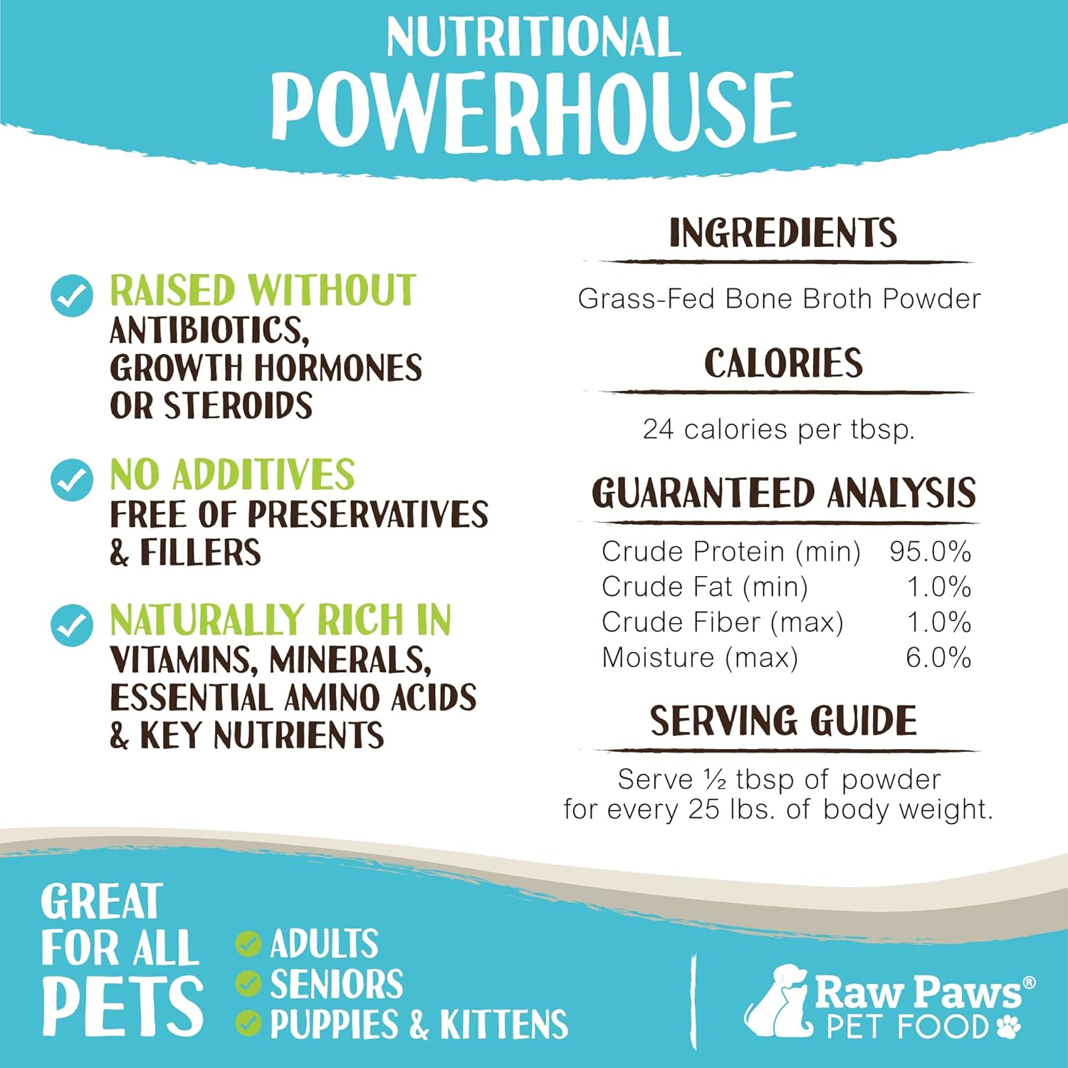 Raw Paws Beef Bone Broth for Dogs & Cats, 6-oz - Powdered | Made in USA - Dog Bone Broth Powder - Bone Broth for Cats - Mix with Water Cat Broths for Indoor Cats - Dog Protein Powder - Image 2