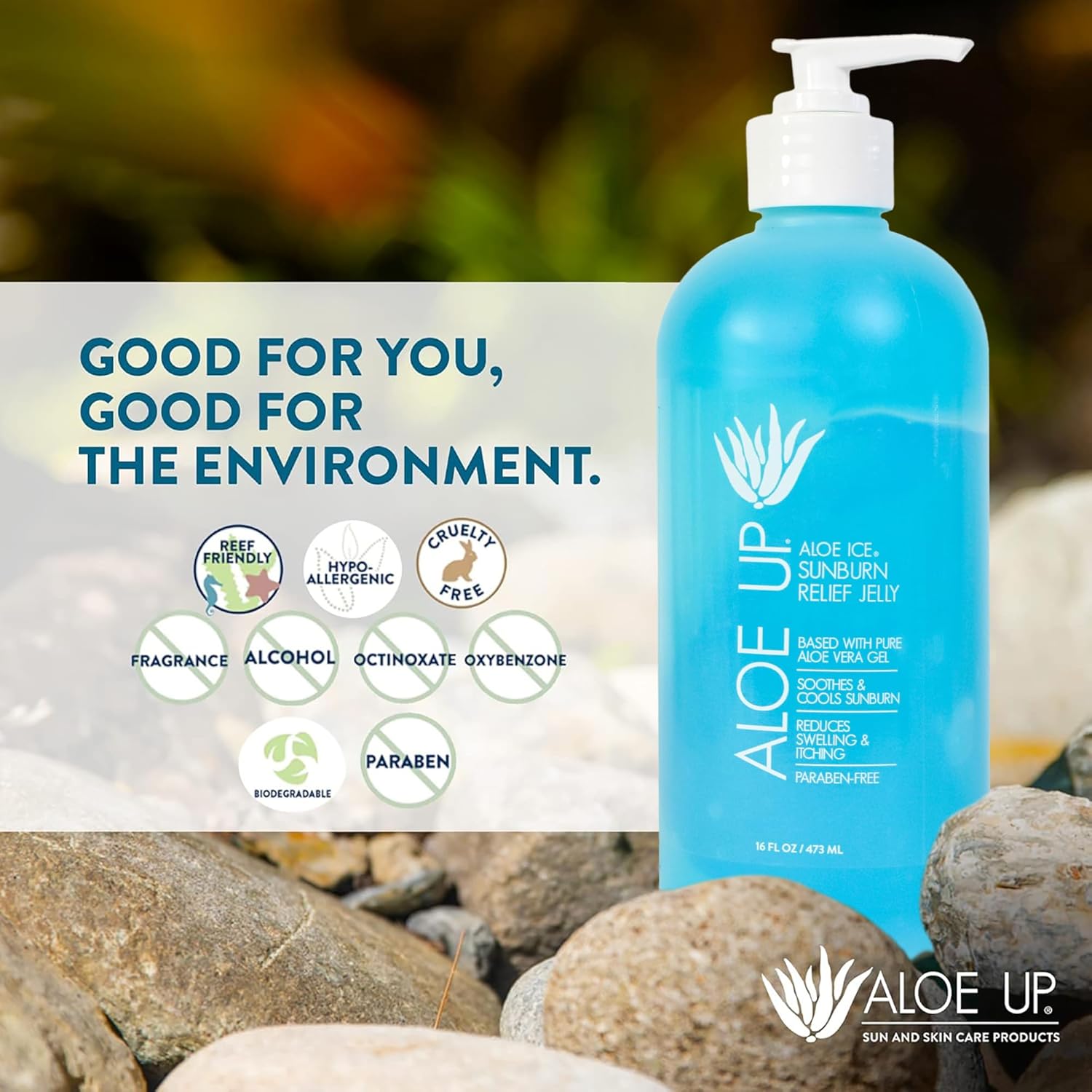 ALOE UP Aloe Vera Gel for Sunburn Relief – Cooling After Sun Gel for Face & Body – 96.6% Pure Aloe, Hydrating & Soothing Skin Care – Alcohol & Fragrance Free - Image 2