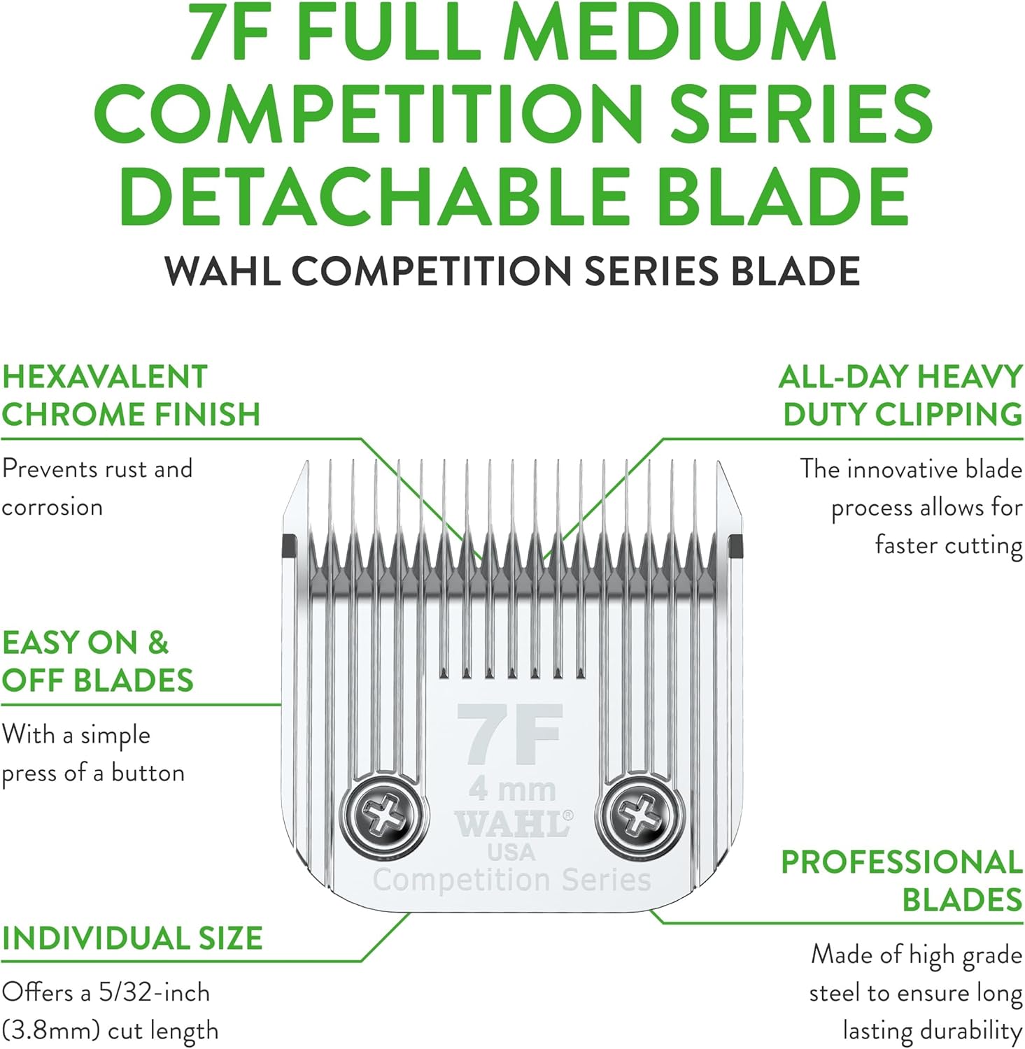 Wahl Professional Animal 7F Full Medium Competition Series Detachable Blade with 4/25-Inch Cut Length (2368-100) - Image 3
