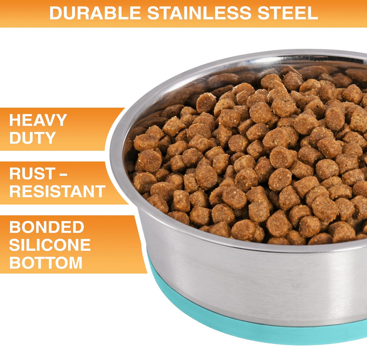 Neater Pet Brands Stainless Steel Dog Bowls with Non-Slip Rubber Bottom – 2 Cup (16 oz), Teal - Set of 2 Heavy Duty Metal Dog Bowls, Dishwasher Safe, Food or Water Bowl, Ideal for Small Dogs & Cats - Image 2