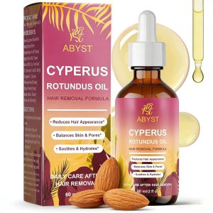 Pure Cyperus Rotundus Oil for Hair Removal Care, 2 fl oz - Natural Hair Growth Inhibitor to Slow Regrowth for Face & Body, Soothes Skin After Shaving & Waxing, Leaves Skin Smooth (1 Pcs)