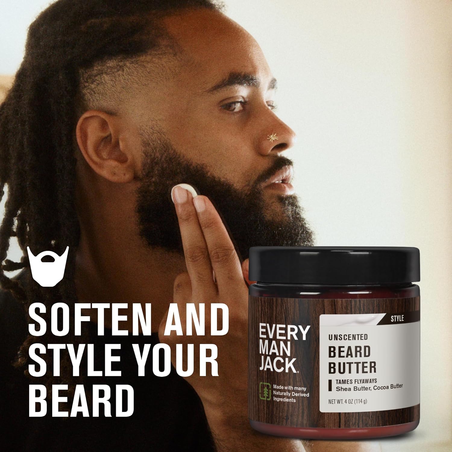 Every Man Jack Beard Butter- Subtle Sea Salt Fragrance - Hydrates and Styles Dry, Unruly Beards While Relieving Itch - Naturally Derived with Shea Butter and Coconut Oil - 4-ounce (2 Pack) - Image 2
