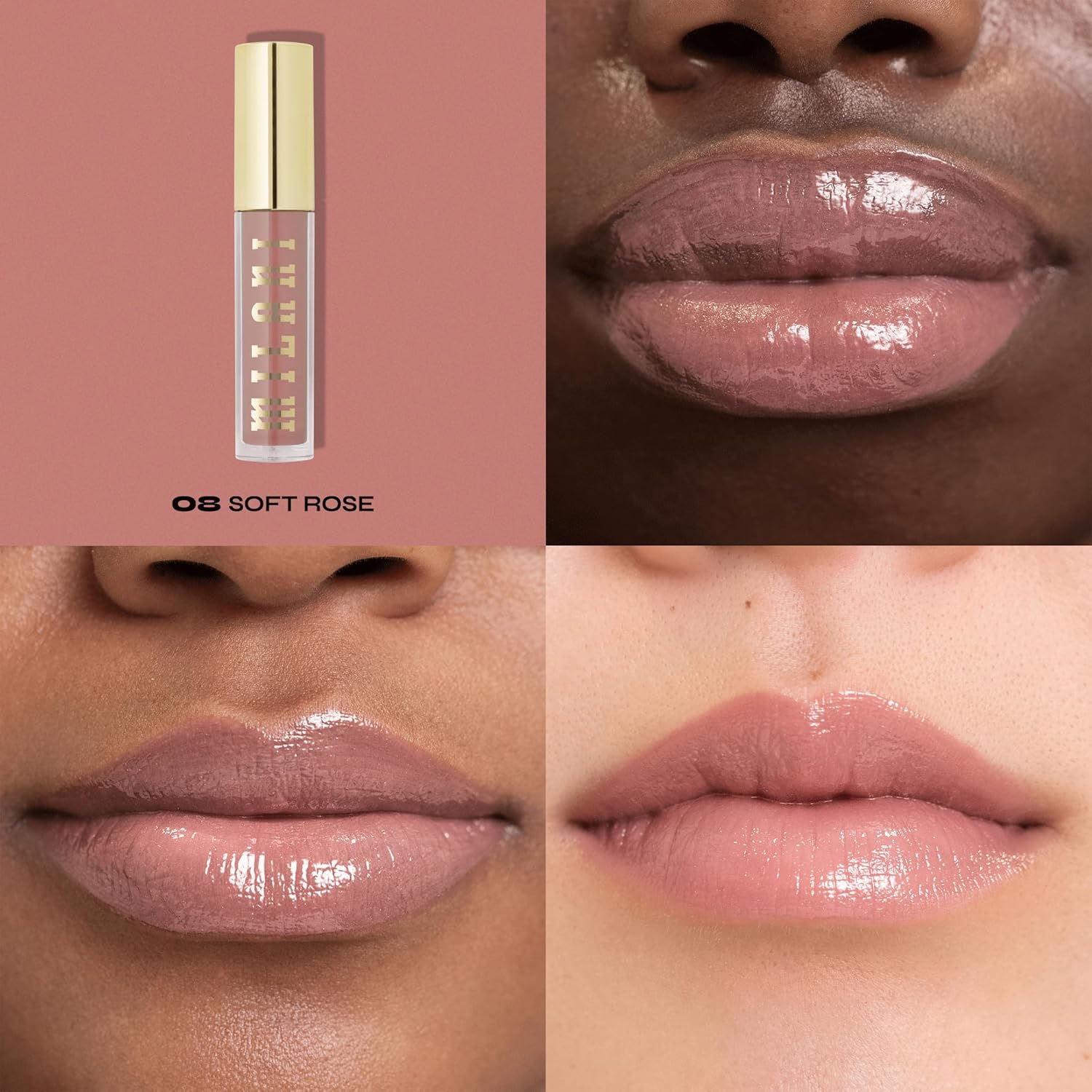 Milani Lip Gloss Set, Keep It Full Nourishing Lip Plumper with Hyaluronic Acid & Peptides for Soft, Fuller-Looking Lips (0.13 Fl. Oz. - 2 Pack) Rosewood + Soft Rose - Image 3