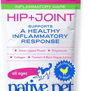 Native Pet Inflammatory Care - Pain Relief for Dogs - Green-Lipped Mussel, Turmeric & Collagen for Dogs - Hip and Joint Supplement Supports Healthy Inflammatory Response & Joint Comfort - 120 Chews