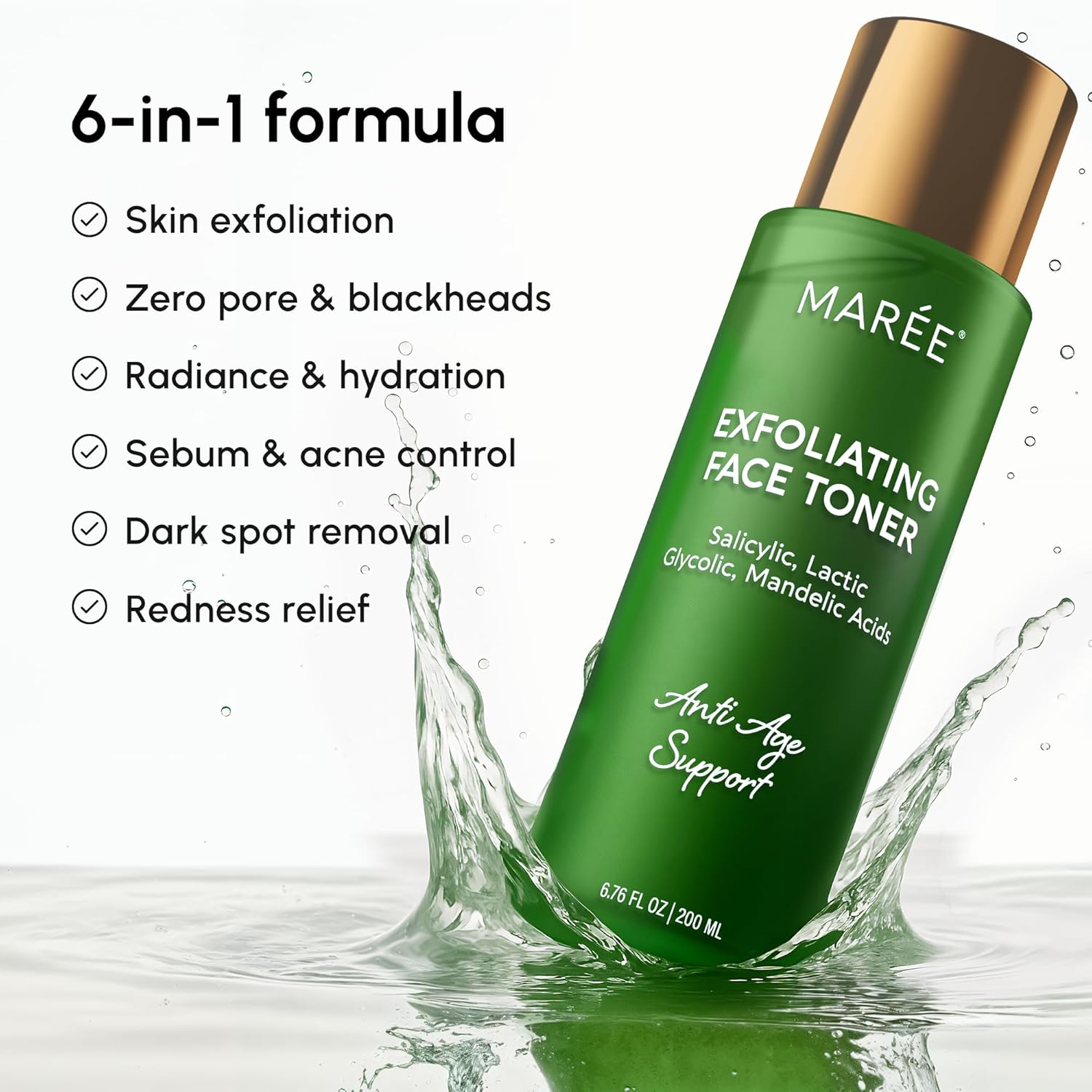 MAREE Exfoliating Toner with Salicylic Acid – AHA BHA Face Exfoliant & Pore Cleaner – BHA Liquid Exfoliant for Sebum & Dead Skin Care Remover – Face Exfoliator – Acido Salicilico Exfoliante Facia - Image 3
