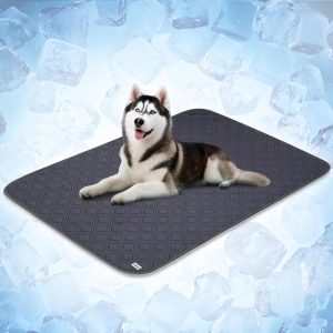 PetAmi Dog Cooling Mat, Waterproof Self Cooling Dog Pad with Non-Slip Backing, Q-Max >4.0 Pet Cooling Mat for Crate, Couch, Kennel & Car, Indoor Outdoor Summer Use, Grey, 60x80