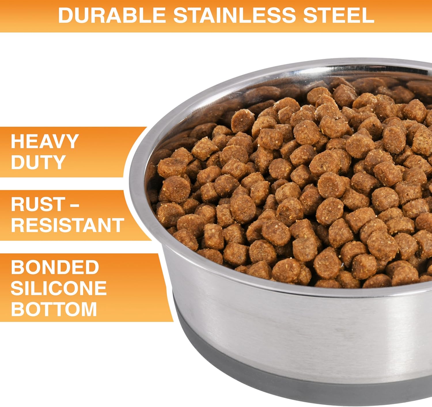 Neater Pet Brands Stainless Steel Dog Bowls with Non-Slip Rubber Bottom – 3 Cup (24 oz), Gray - Set of 2 Heavy Duty Metal Dog Bowls, Dishwasher Safe, Food or Water Bowl, Ideal for Small to Medium Dogs - Image 3