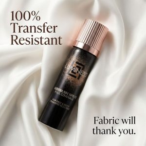 LUMINESS Transfer Resistant Airbrush Body Coverage Perfector/w Kabuki Brush - Tattoo Cover Up Makeup Waterproof Full Coverage Foundation for Leg and Body, Bronzer & Tattoo Concealer, 18-Hour Wear