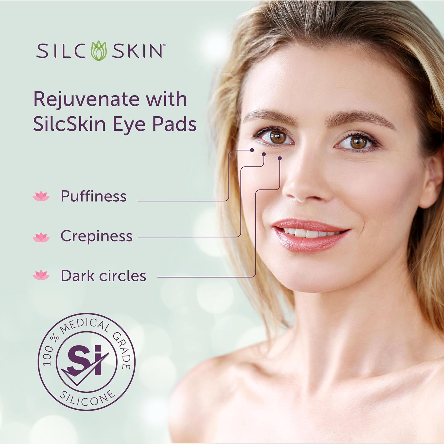 Silc Skin Silicone Eye Pads For Fine Lines, 60 Day Supply | Medical-Grade Reusable Overnight Eye Patches - Image 2