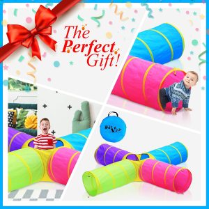 Hide N Side Kids Play Tunnels, Indoor Outdoor Crawl Through Tunnel for Kids Dog Toddler Babies Children, Pop up Tunnel Gift Toy (Multi, 4 Way)