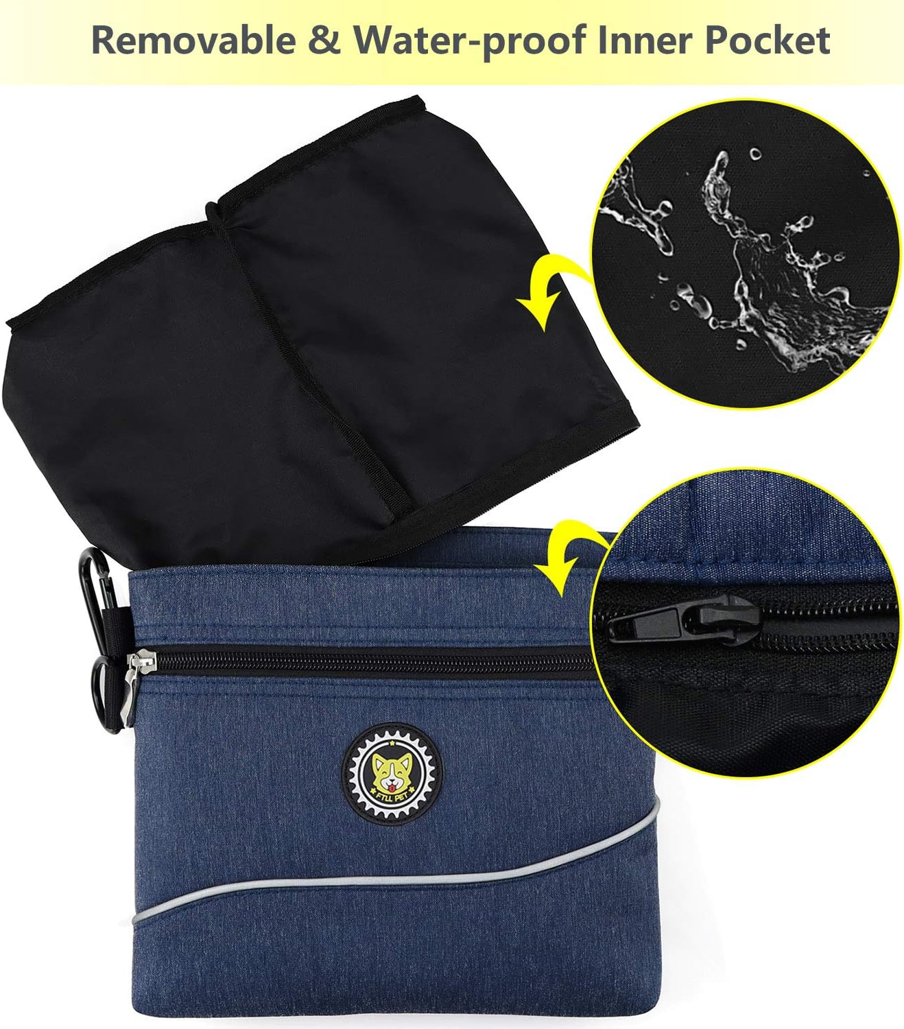 Viklluyr Dog Treat Pouch Bag with Magnetic Closure, Dog Food Carrier with Removable Inner Pocket, Perfect Dog Training Bag for Agility Training - Including Carabiner - Image 3