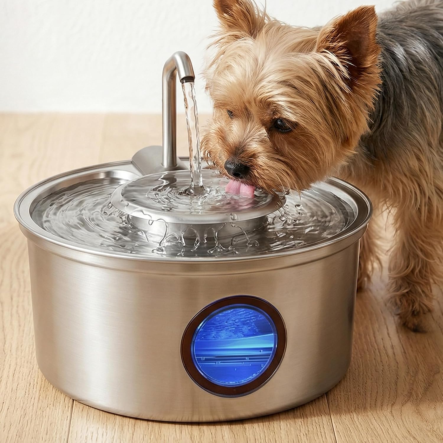 Hicuper Cat Water Fountain,108oz/3.2L Stainless Steel Cat Fountain and Removable Water Bowl,Pet Fountain with Water Level Window,Quiet Pump,Multi-Filter, Water Tap, Provides Flowing,for Dog Cats - Image 3