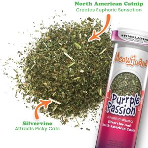 Meowijuana Purr-Effect Trio Pack | High Potency Catnip Blend for Cats | Organic hand-harvested North American catnip blend for cats; fine-ground for toys, beds & scratchers; play or calm