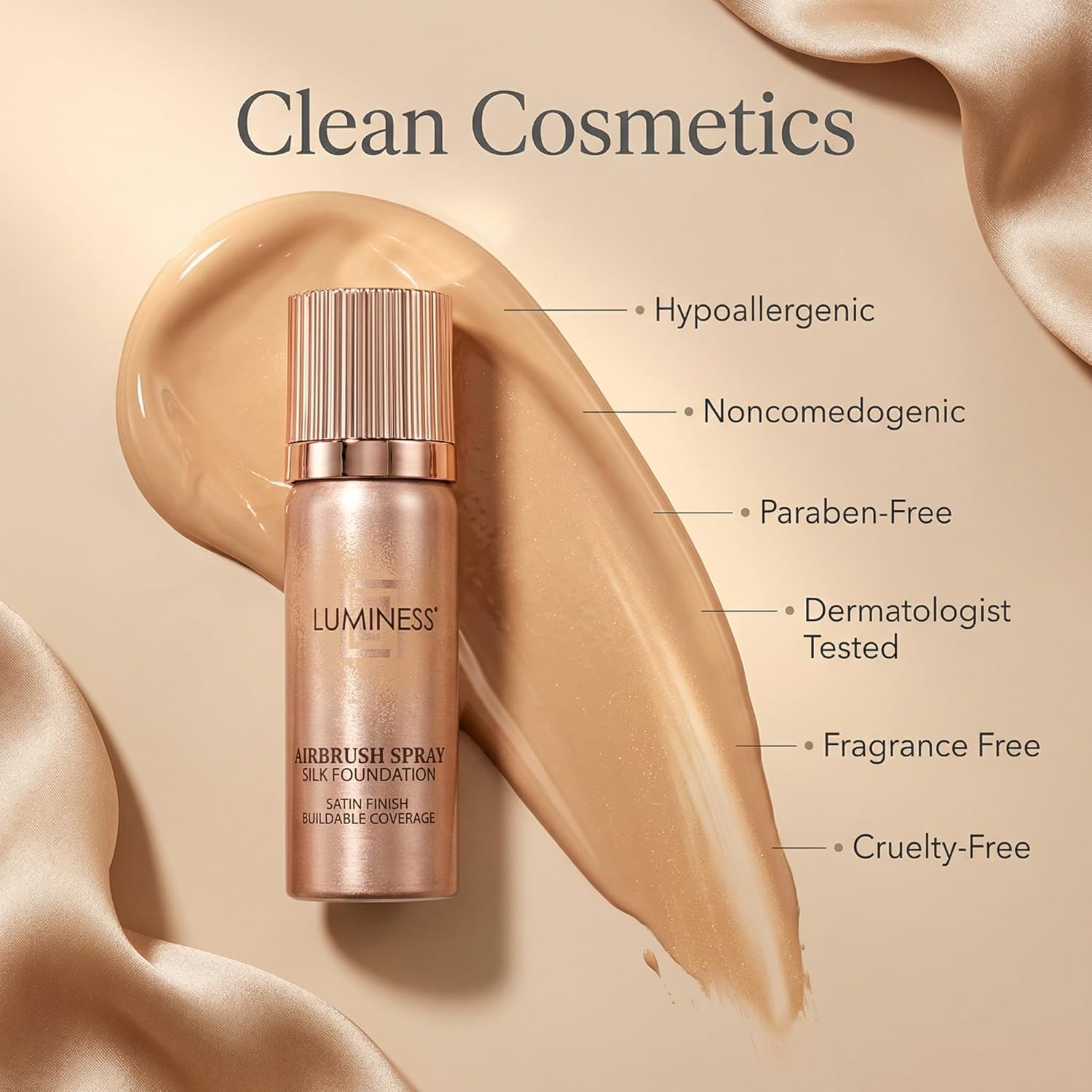 LUMINESS Silk Airbrush Spray Foundation 3-PC Kit - Foundation, Primer & Dual-Sided Makeup Brush - Buildable Coverage, Anti-Aging Formula, Humidity Resistant, Hydrates & Moisturizes, Light Medium - Image 3