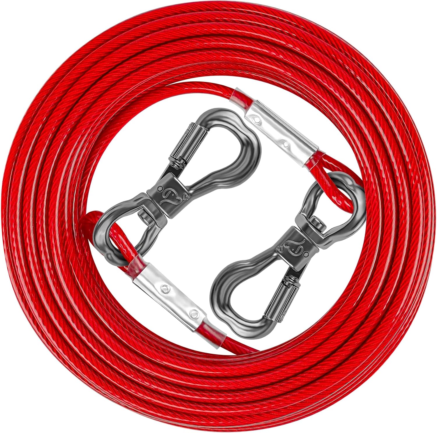 XiaZ Dog Tie Out Cable, Dog Leads for Yard 8/10/15/20/30/50 Feet, Heavy Duty Pet Runner Tether Chain Outside for Small Medium Large Dogs Up to 120 LBS (50 FT, Red)