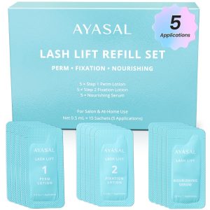 AYASAL Lash Lift Kit Refills: Step 1+2+Nourishing Serum Refill Set, Korean Thio-Free Lash Perm - Professional Long Lasting Results up to 6-8 Weeks - Eyelash Curling Set at Home - 5 Applications