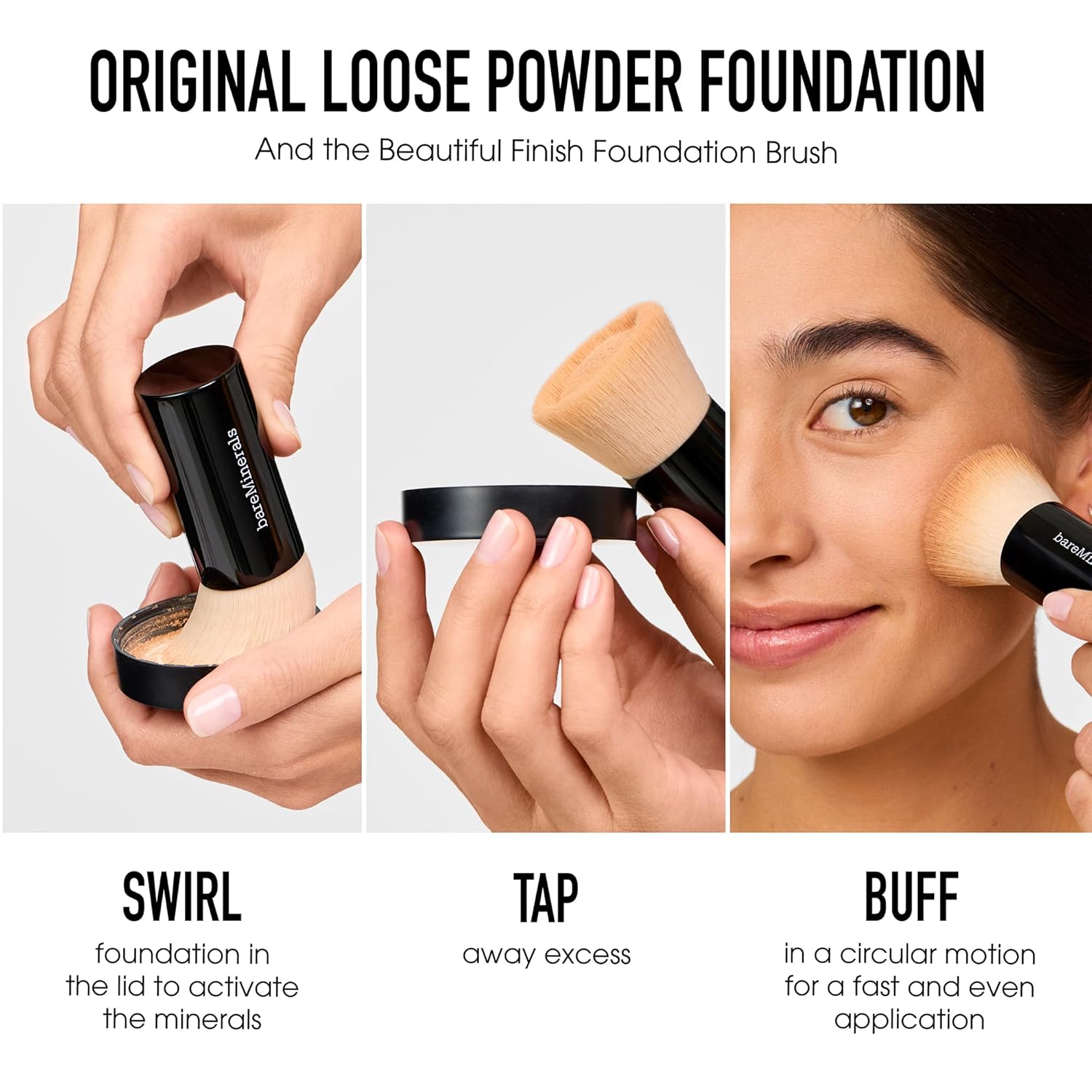 bareMinerals Original Get Started Kit, 3-Piece Makeup Set Includes Full-Sized Original Loose Mineral Foundation SPF 15, Travel-Sized Beautiful Finish Brush & Original Mineral Veil Setting Powder - Image 3