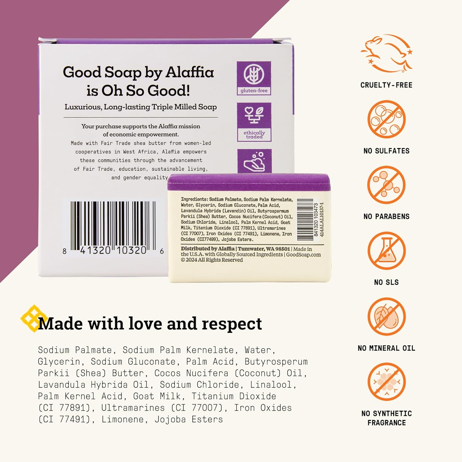 Alaffia Good Soap Lavender 2-Pack (8 Bars) – Long-Lasting, Triple-Milled with Fair Trade Shea Butter - Image 2
