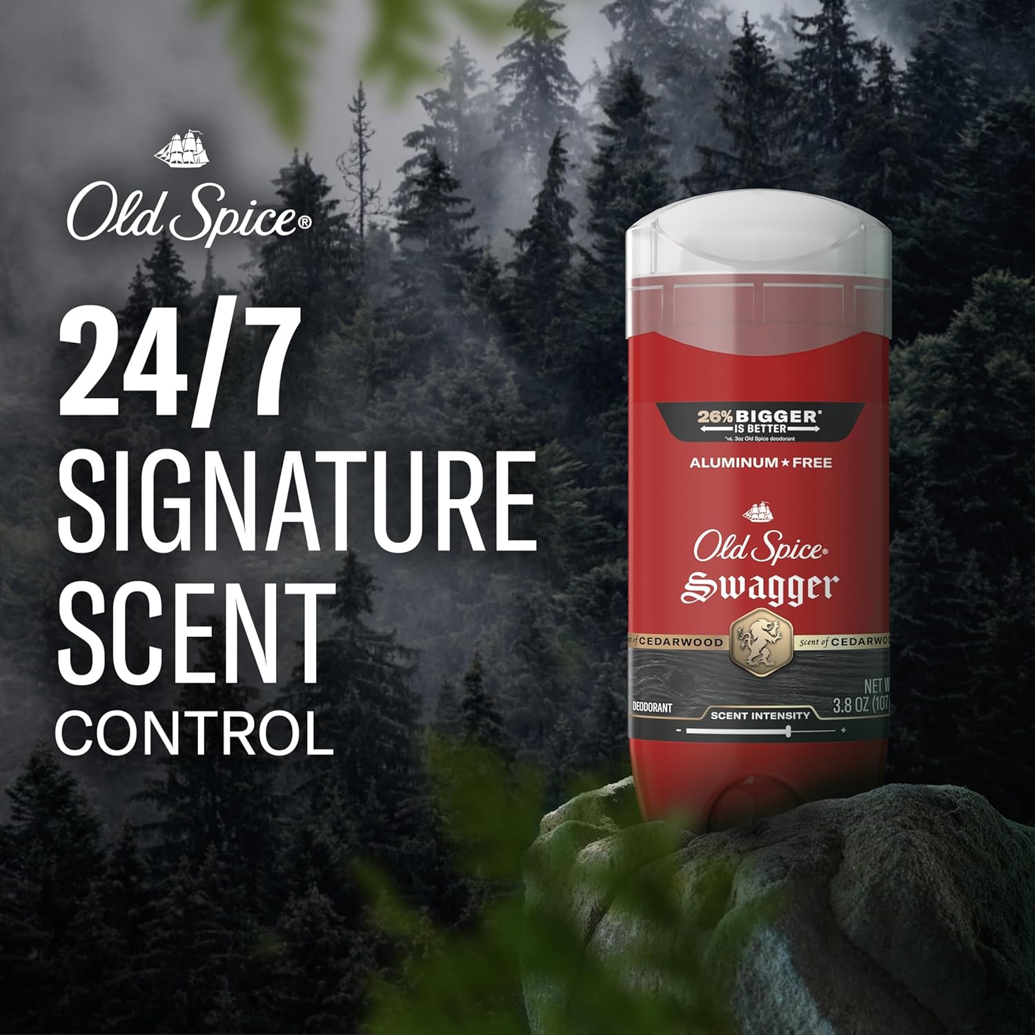 Old Spice Aluminum Free Deodorant for Men, 24/7 Protection to Eliminate Odors, 24/7 Freshness & Lasting Scent, Swagger with Lime & Cedarwood Scent, 3.8 oz (Pack of 3) - Image 3