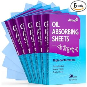 High-Performance Oil Absorbing Sheets for Face - 6 pack (300 sheets) - Makeup Friendly Blotting Papers for Oily Skin - Oil Blotting Sheets for Face