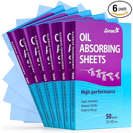 High-Performance Oil Absorbing Sheets for Face - 6 pack (300 sheets) - Makeup Friendly Blotting Papers for Oily Skin - Oil Blotting Sheets for Face