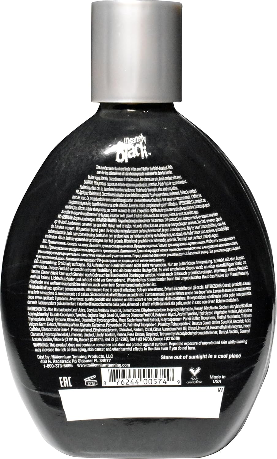 Millennium: Dark Tanning Lotion for Tanning Beds or Outdoors - Tanning Bed Lotion with Bronzer & Silicone for Tattoo Protection - Women & Mens Tanning Lotion - Insanely Black 60x, Mega Tingle, 13.5oz - Image 2
