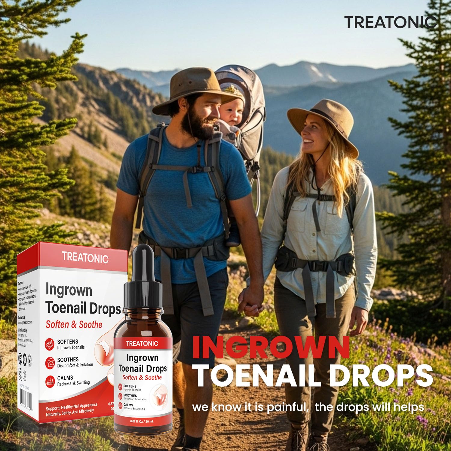 Treatonic Ingrown Toenail Treatment Drops - Ingrown Toenail Softener and Reliever Kit for Easy Trimming with Silicone Gel Toe Caps - 2 Pack - Image 3