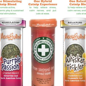 Meowijuana Purr-Effect Trio Pack | High Potency Catnip Blend for Cats | Organic hand-harvested North American catnip blend for cats; fine-ground for toys, beds & scratchers; play or calm