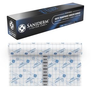 Saniderm Flex Tattoo Aftercare Bandage (New) (Personal Roll, 10.2 in x 2 yd) – Faster Tattoo Healing and Protection – Sterile, Waterproof, Flexible, Latex-Free, Tattoo Aftercare Wrap – Matte Finish