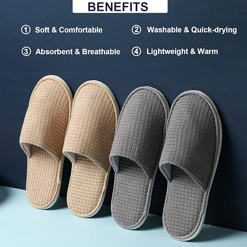 COZYAREA SPA Guest Slippers, 6/12 Pairs Reusable Washable Unisex Spa Slippers for Hotel Bedroom Wedding Party Travel - Image 2