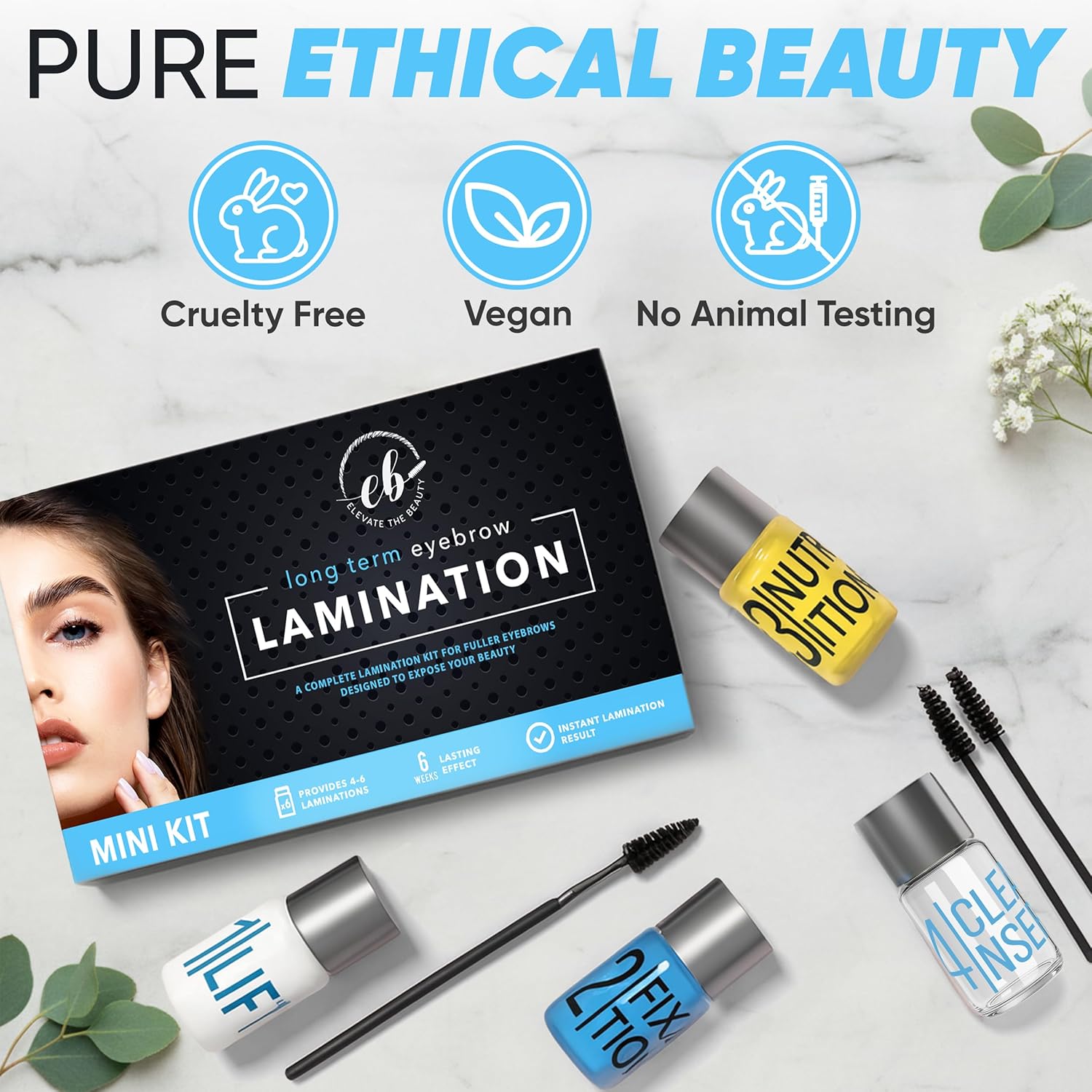 Elevate the Beauty At Home Brow Lamination Kit | Eyebrow Lamination Kit for DIY Use | Long-Lasting Brow Lift Results for Fuller, Defined Brows | Easy 4-Step System with Tools & Video Guide Included - Image 3