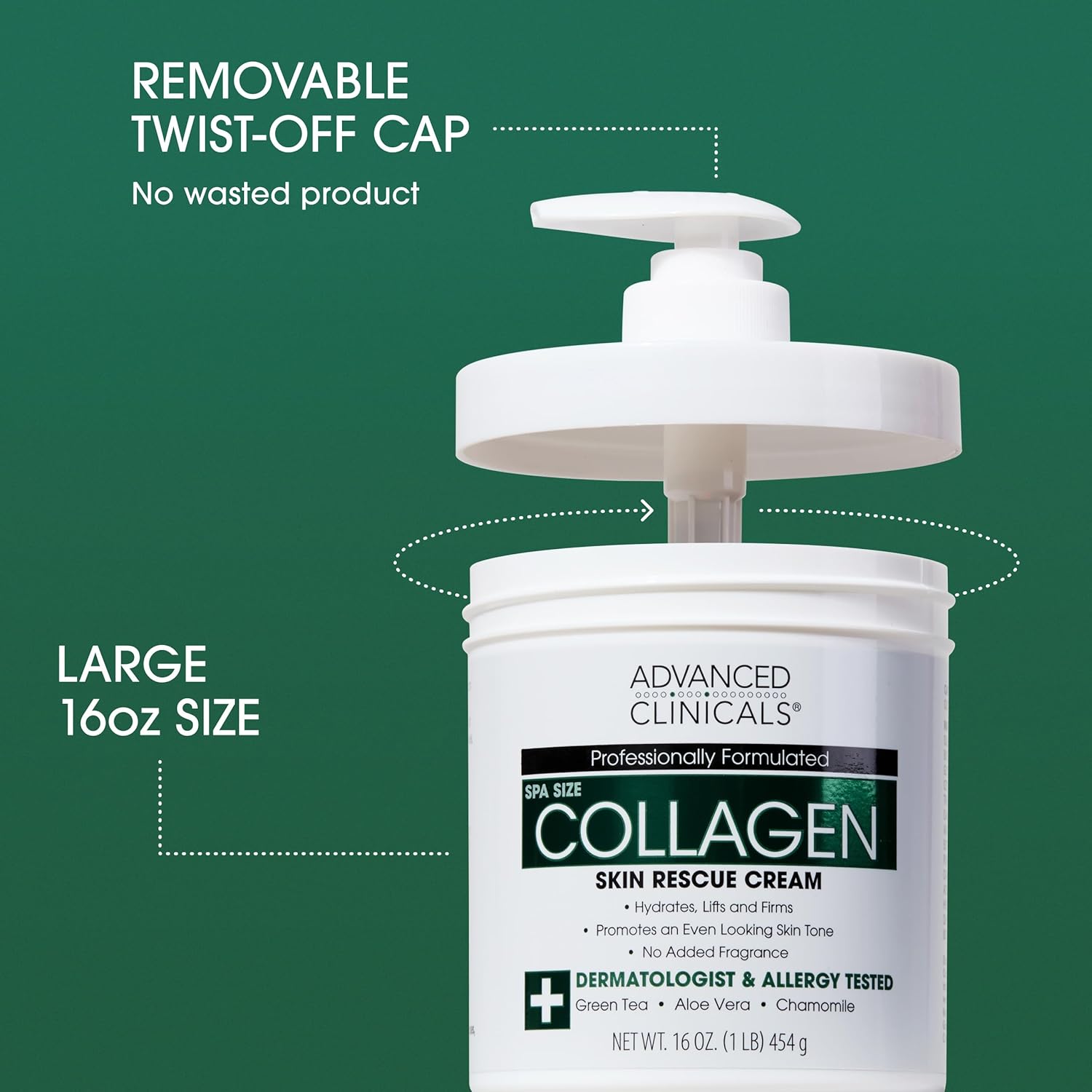 Advanced Clinicals Unscented Collagen Body Cream + Collagen Serum For Face 2PC Skincare Set | Face Serum & Body Lotion For Women & Men Helps Improve Look Of Wrinkles & Dry Skin, Fragrance Free, 2pc - Image 2