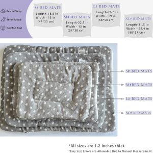 2 Pcs Pet Bed Mats. Ultra Soft Pet (Dog/Cat) Bed with Cute Prints. Reversible Faux Lambswool Kennel Pad for Medium Small Dogs and Cats. Machine Washable Pet Bed.