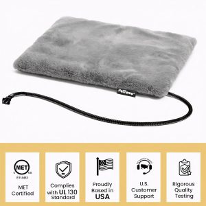 Pet Heating Pad for Cats Dogs Indoor & Sheltered Outdoor Waterproof Heated Cat Bed Heated Dog Bed Chew Resistant Cord Constant Temperature Gray 16 x 13 Inch